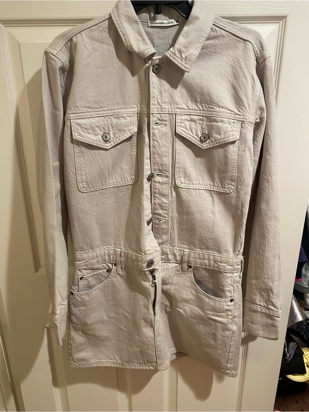 Abercrombie & Fitch Light Beige Utility Shirt Jacket